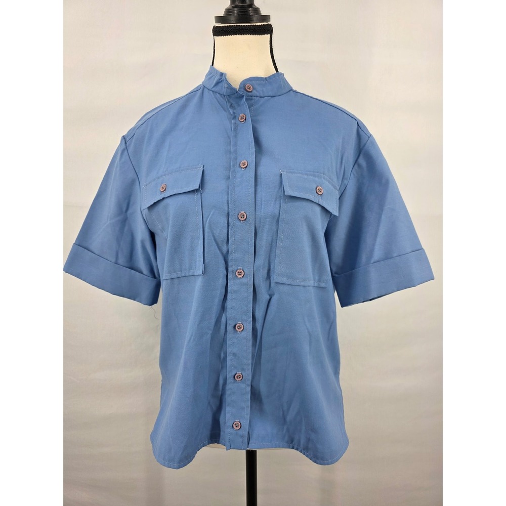 Vintage California Girl Blue Short Sleeve Button Down Utility Shirt Medium